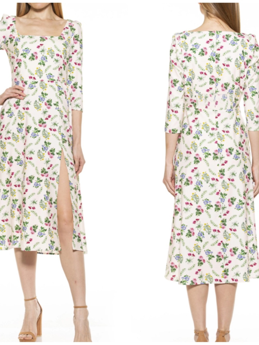 ALEXIA ADMOR Sage Squareneck Midi Fit & Flare Dress